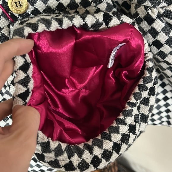 Brand New Penelope Mack Zip Up Pea Coat Black White Checkered Jacket & Hat - Picture 11 of 15